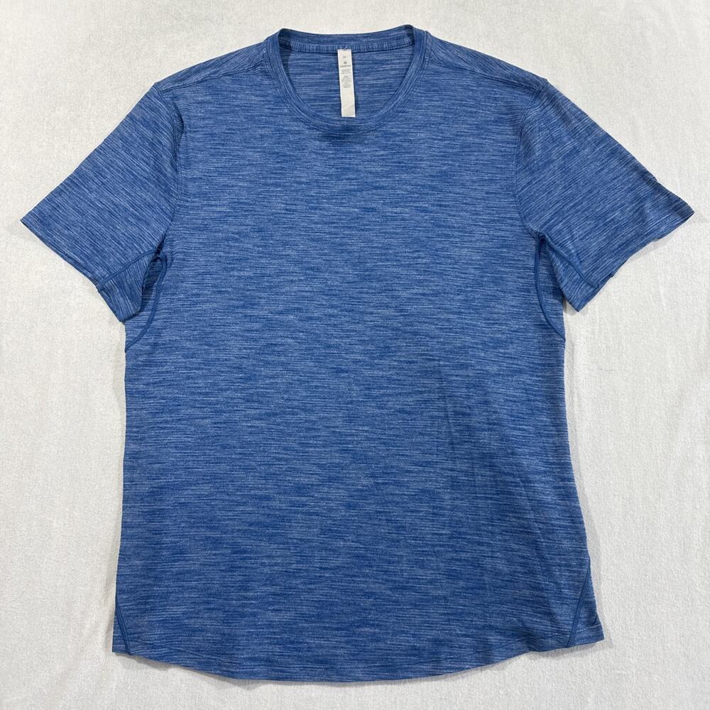 Lululemon Shirt Mens Medium Blue Heather Drysense Gym Workout Top Activewear